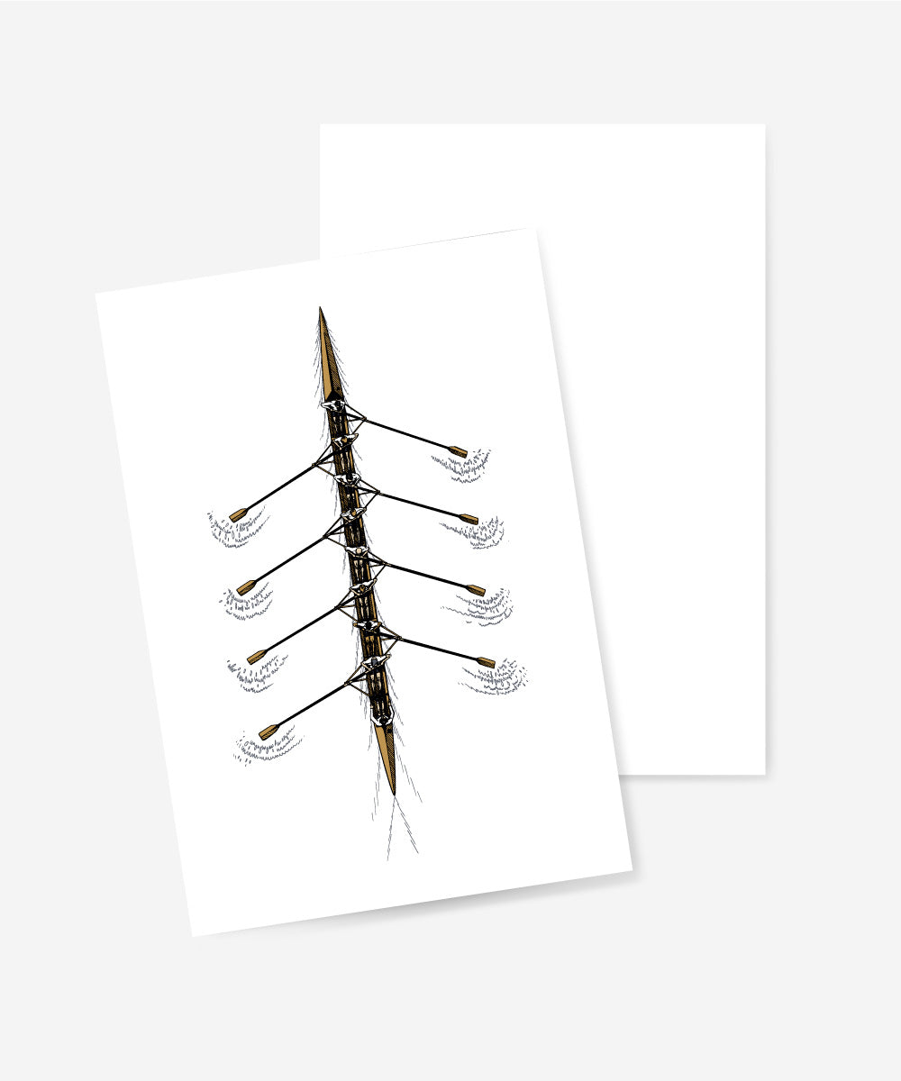 Rowing Eight Greetings Card – Square Blades
